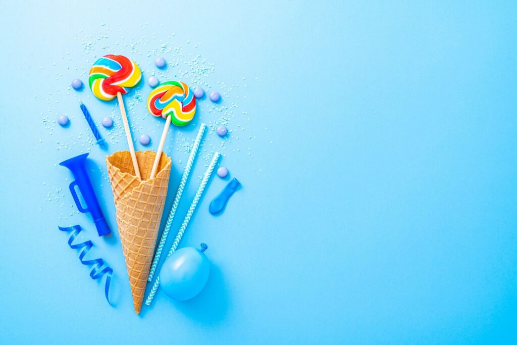 Blue party, birthday or carnival background